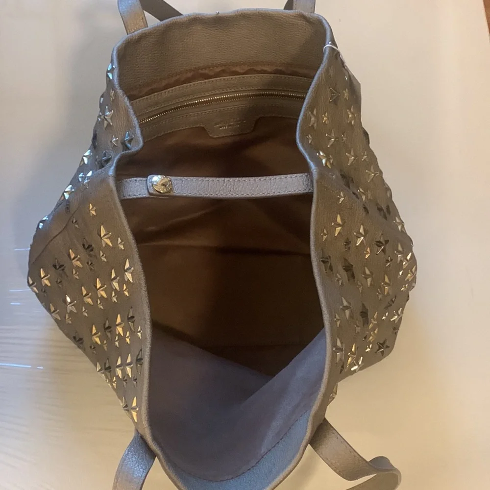 Jimmy Choo tote shoulder bag leather and stars in metal